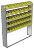 22-6172-5 Square back bin shelf unit 67"Wide x 11.5"Deep x 72"High with 5 shelves