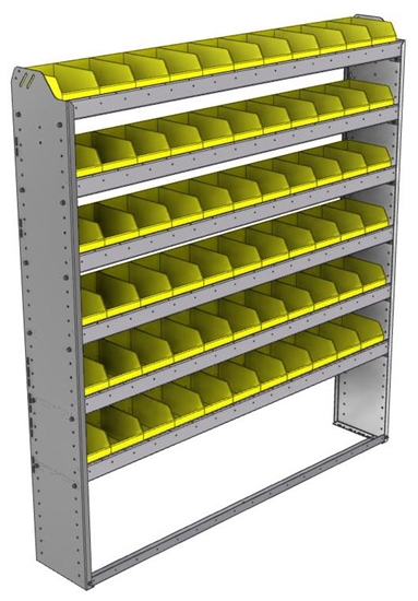 22-6172-6 Square back bin shelf unit 67"Wide x 11.5"Deep x 72"High with 6 shelves