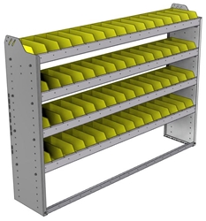 22-6348-4 Square back bin shelf unit 67"Wide x 13.5"Deep x 48"High with 4 shelves