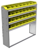 22-6563-4 Square back bin shelf unit 67"Wide x 15.5"Deep x 63"High with 4 shelves