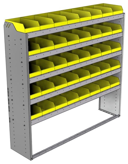 22-6563-5 Square back bin shelf unit 67"Wide x 15.5"Deep x 63"High with 5 shelves