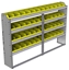 22-7148-4 Square back bin shelf unit 75"Wide x 11.5"Deep x 48"High with 4 shelves