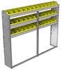 22-7158-3 Square back bin shelf unit 75"Wide x 11.5"Deep x 58"High with 3 shelves
