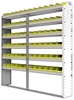 22-7172-6 Square back bin shelf unit 75"Wide x 11.5"Deep x 72"High with 6 shelves