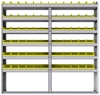 22-7172-6 Square back bin shelf unit 75"Wide x 11.5"Deep x 72"High with 6 shelves