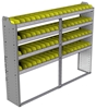 22-7358-4 Square back bin shelf unit 75"Wide x 13.5"Deep x 58"High with 4 shelves