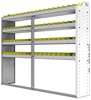 22-7358-4 Square back bin shelf unit 75"Wide x 13.5"Deep x 58"High with 4 shelves