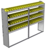 22-8358-4 Square back bin shelf unit 84"Wide x 13.5"Deep x 58"High with 4 shelves