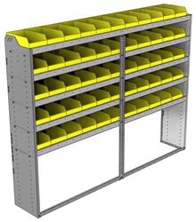 22-9572-5 Square back bin shelf unit 94"Wide x 15.5"Deep x 72"High with 5 shelves