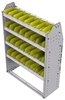 23-3348-4 Profiled back bin shelf unit 34.5"Wide x 13.5"Deep x 48"High with 4 shelves