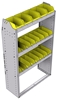 23-3358-3 Profiled back bin shelf unit 34.5"Wide x 13.5"Deep x 58"High with 3 shelves