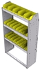 23-3358-3 Profiled back bin shelf unit 34.5"Wide x 13.5"Deep x 58"High with 3 shelves