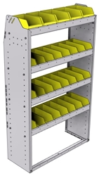 23-3358-4 Profiled back bin shelf unit 34.5"Wide x 13.5"Deep x 58"High with 4 shelves