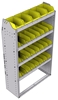23-3358-4 Profiled back bin shelf unit 34.5"Wide x 13.5"Deep x 58"High with 4 shelves