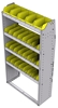 23-3363-4 Profiled back bin shelf unit 34.5"Wide x 13.5"Deep x 63"High with 4 shelves