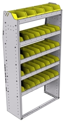 23-3363-5 Profiled back bin shelf unit 34.5"Wide x 13.5"Deep x 63"High with 5 shelves