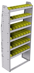 23-3372-6 Profiled back bin shelf unit 34.5"Wide x 13.5"Deep x 72"High with 6 shelves