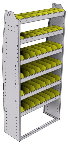23-3372-6 Profiled back bin shelf unit 34.5"Wide x 13.5"Deep x 72"High with 6 shelves
