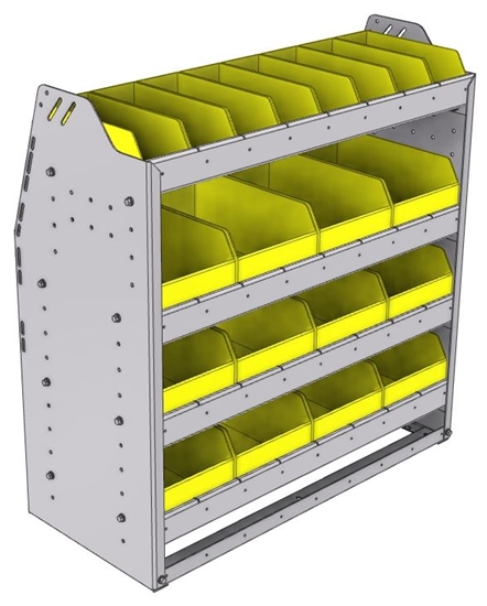 23-3536-4 Profiled back bin shelf unit 34.5"Wide x 15.5"Deep x 36"High with 4 shelves