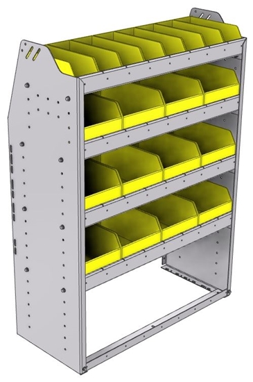 23-3548-4 Profiled back bin shelf unit 34.5"Wide x 15.5"Deep x 48"High with 4 shelves