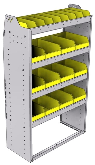 23-3558-4 Profiled back bin shelf unit 34.5"Wide x 15.5"Deep x 58"High with 4 shelves