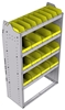 23-3558-4 Profiled back bin shelf unit 34.5"Wide x 15.5"Deep x 58"High with 4 shelves
