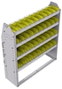 23-4348-4 Profiled back bin shelf unit 43"Wide x 13.5"Deep x 48"High with 4 shelves