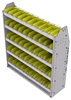 23-4348-5 Profiled back bin shelf unit 43"Wide x 13.5"Deep x 48"High with 5 shelves