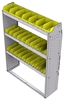 23-4358-3 Profiled back bin shelf unit 43"Wide x 13.5"Deep x 58"High with 3 shelves