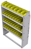 23-4358-4 Profiled back bin shelf unit 43"Wide x 13.5"Deep x 58"High with 4 shelves
