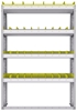 23-4363-4 Profiled back bin shelf unit 43"Wide x 13.5"Deep x 63"High with 4 shelves