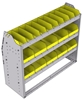23-4536-3 Profiled back bin shelf unit 43"Wide x 15.5"Deep x 36"High with 3 shelves