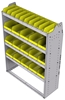 23-4558-4 Profiled back bin shelf unit 43"Wide x 15.5"Deep x 58"High with 4 shelves