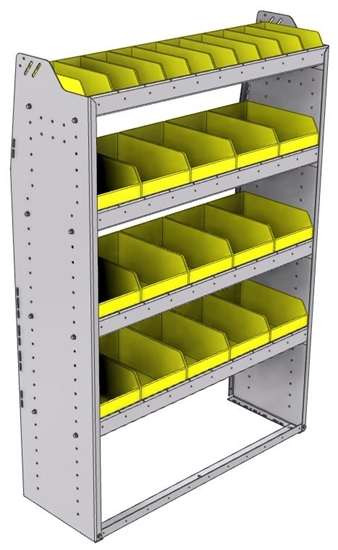 23-4563-4 Profiled back bin shelf unit 43"Wide x 15.5"Deep x 63"High with 4 shelves