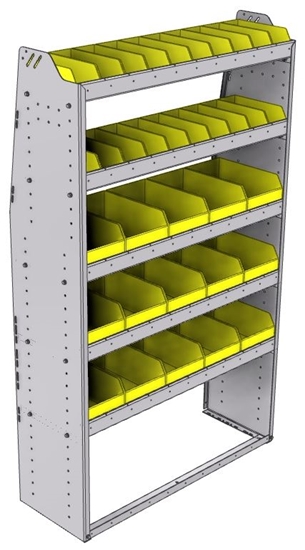 23-4572-5 Profiled back bin shelf unit 43"Wide x 15.5"Deep x 72"High with 5 shelves