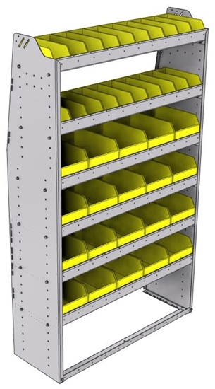 23-4572-6 Profiled back bin shelf unit 43"Wide x 15.5"Deep x 72"High with 6 shelves