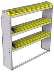 23-5358-3 Profiled back bin shelf unit 58.5"Wide x 13.5"Deep x 58"High with 3 shelves