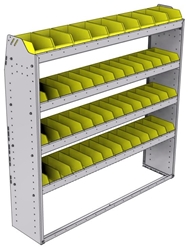 23-5358-4 Profiled back bin shelf unit 58.5"Wide x 13.5"Deep x 58"High with 4 shelves