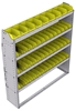 23-5363-4 Profiled back bin shelf unit 58.5"Wide x 13.5"Deep x 63"High with 4 shelves