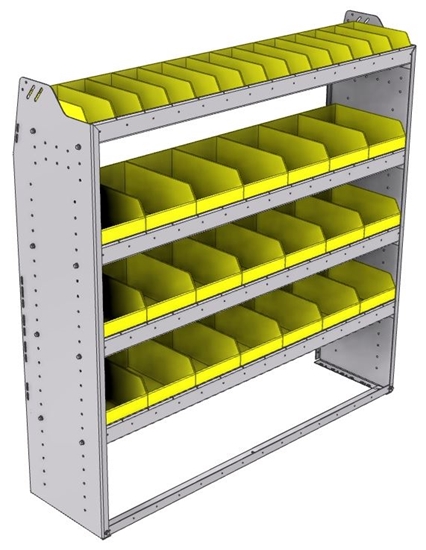 23-5558-4 Profiled back bin shelf unit 58.5"Wide x 15.5"Deep x 58"High with 4 shelves