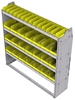 23-5558-4 Profiled back bin shelf unit 58.5"Wide x 15.5"Deep x 58"High with 4 shelves