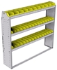 23-6358-3 Profiled back bin shelf unit 67"Wide x 13.5"Deep x 58"High with 3 shelves