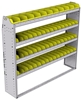 23-6358-4 Profiled back bin shelf unit 67"Wide x 13.5"Deep x 58"High with 4 shelves