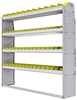 23-6363-4 Profiled back bin shelf unit 67"Wide x 13.5"Deep x 63"High with 4 shelves