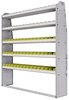 23-6372-5 Profiled back bin shelf unit 67"Wide x 13.5"Deep x 72"High with 5 shelves
