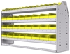 23-6536-4 Profiled back bin shelf unit 67"Wide x 15.5"Deep x 36"High with 4 shelves