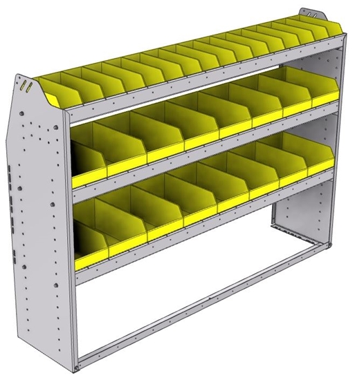 23-6548-3 Profiled back bin shelf unit 67"Wide x 15.5"Deep x 48"High with 3 shelves