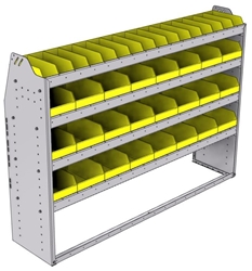 23-6548-4 Profiled back bin shelf unit 67"Wide x 15.5"Deep x 48"High with 4 shelves