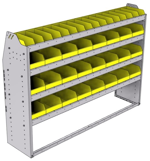 23-6548-4 Profiled back bin shelf unit 67"Wide x 15.5"Deep x 48"High with 4 shelves