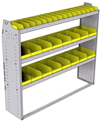 23-6558-3 Profiled back bin shelf unit 67"Wide x 15.5"Deep x 58"High with 3 shelves